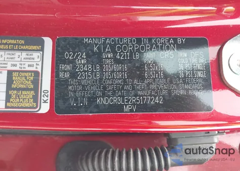 2024 Kia Niro Ex from USA, damaged, VIN KNDCR3LE2R5177242